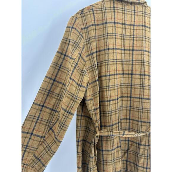 Vintage 80s Pendleton Trench Coat Mens Large Brown Plaid Belted 100% Virgin Wool - Picture 13 of 16